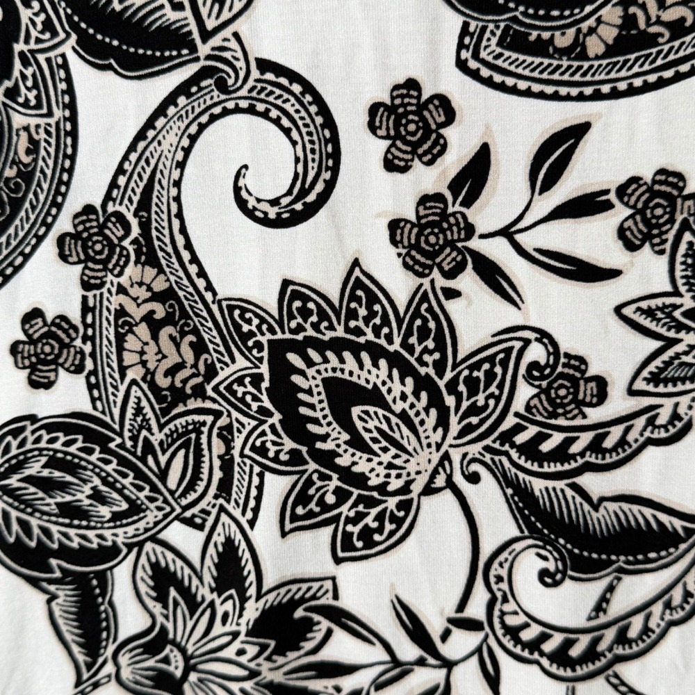 NWT J. Jill Wearever Sleeveless Knit Top XL TALL Cream Black Paisley Floral Boho - Picture 12 of 14